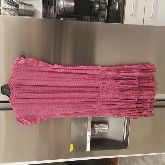 💕CURRENT AIR💕 Maude Pleated Skirt Mini Dress  ~ Raspberry Pink Medium M NWT - Picture 2 of 14